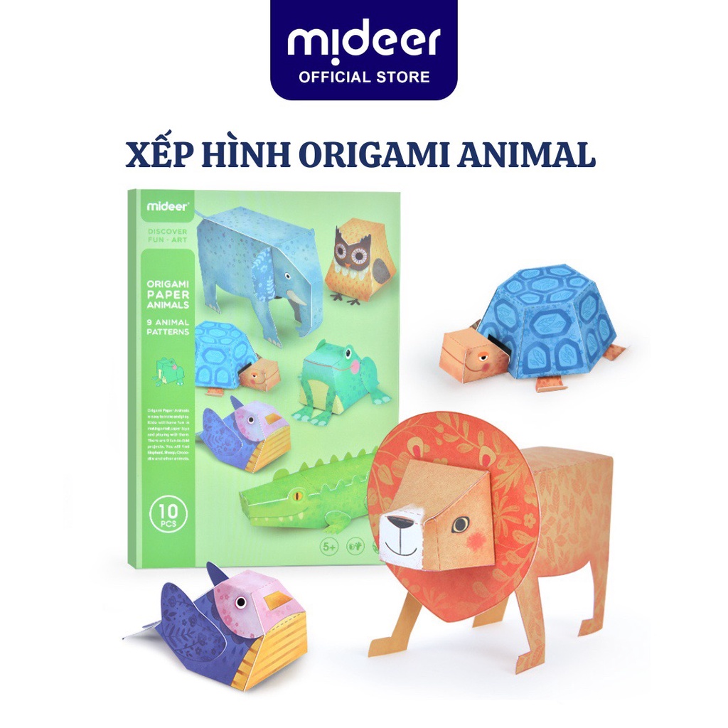 Giấy gấp origami thủ công các con vật mideer origami paper animals, đồ chơi thủ công cho bé