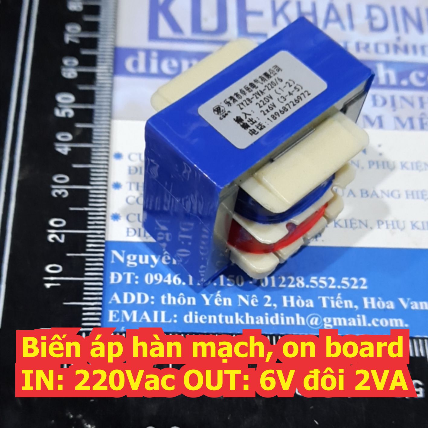 Biến áp cách ly, biến áp thường, biến áp hàn mạch, on board IN: 220Vac OUT: 6V/12V 2W 2VA kde5457