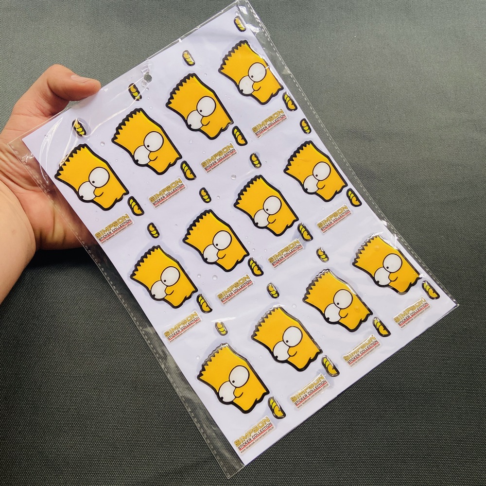 NGUYÊN TẤM TEM DẬP NỔI HOẠT HÌNH SIMPSON NHIỀU CON DÁN NHIỀU VỊ TRÍ TRÊN XE