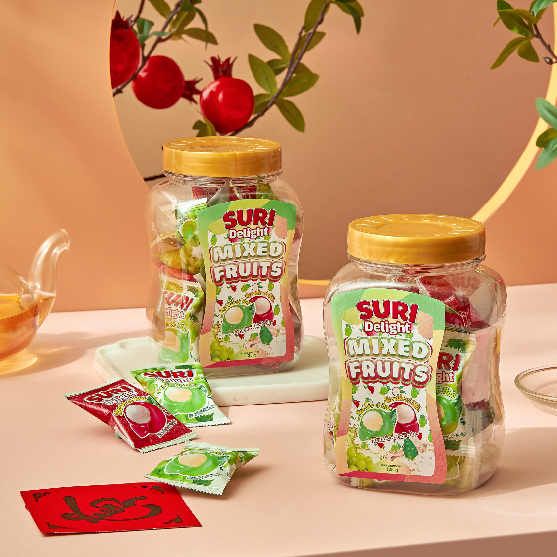 Tet Candy Suri Delight Mix Fruit Flavor Peach Mango 150g