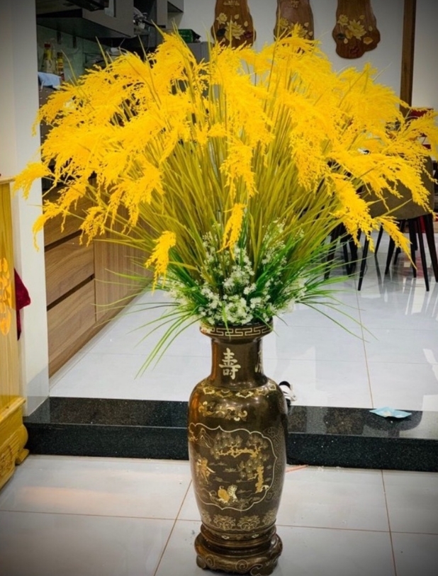 Cành lúa vàng trĩu bông size lớn-bông lúa giả decor - Thân lá vàng