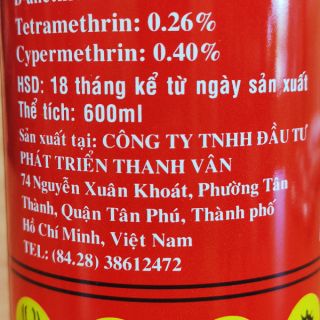 Xịt Muỗi Diệt Côn Trùng Số 9 Thể Tích 600ml