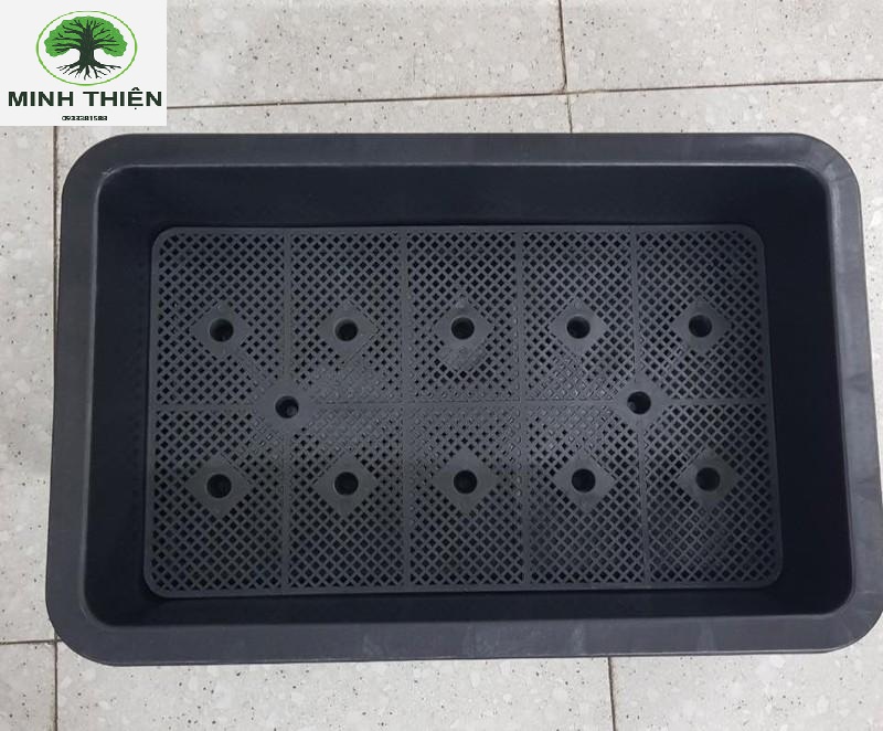 [HCM]Combo 5 Chậu Khay Nhựa Trồng Rau 65cm x 42cm x 16cm màu đen