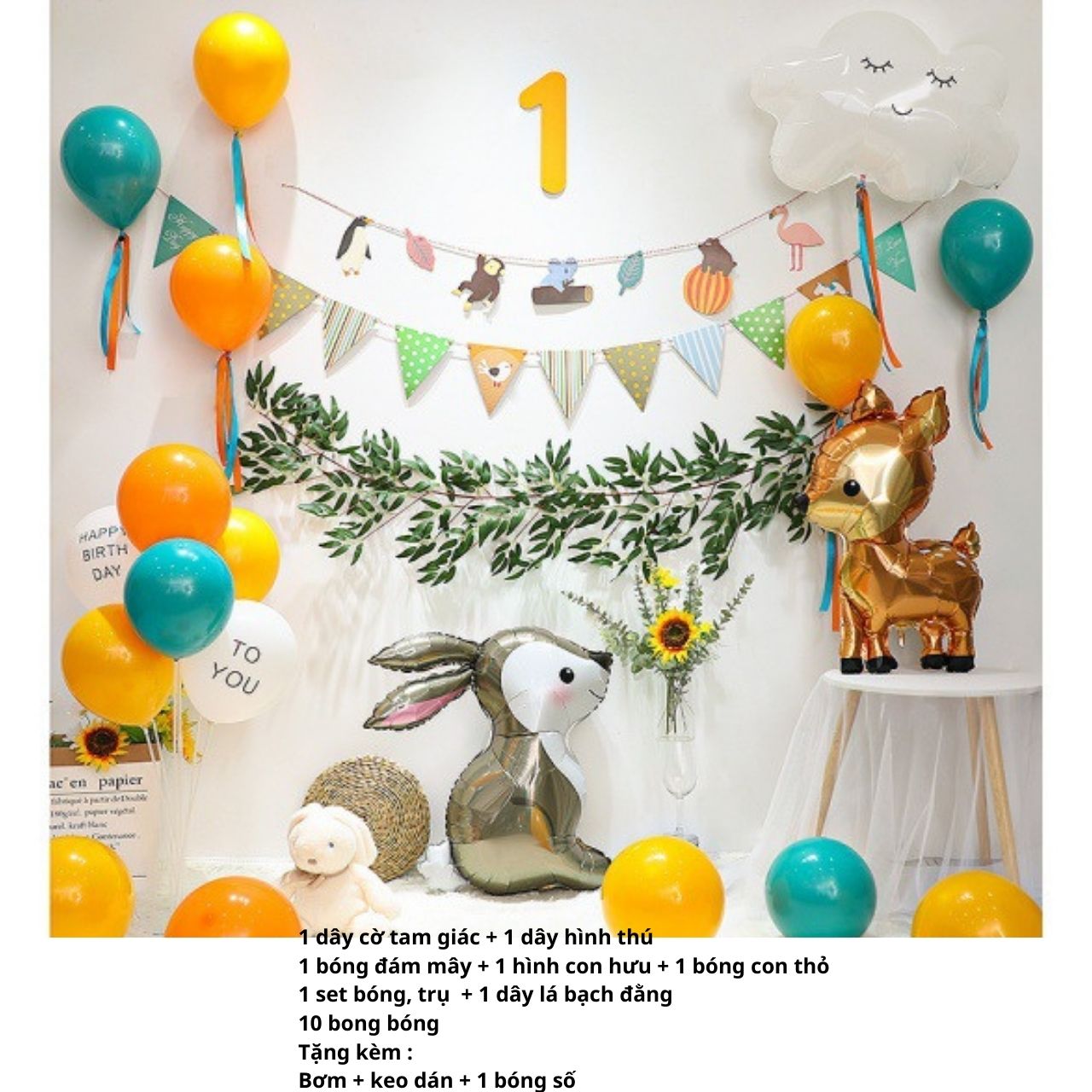Set trang trí sinh nhật hàn quốc, phụ kiện sinh nhật hàn quốc, Fubao Store