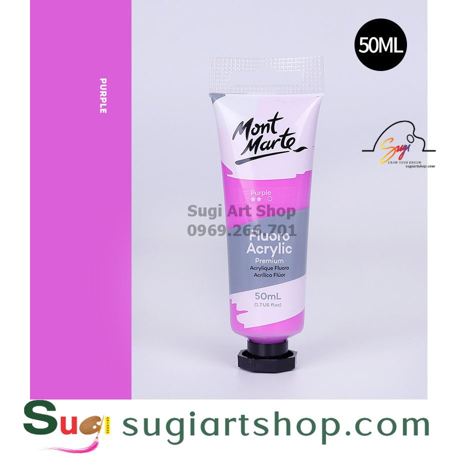Màu lẻ acrylic dạ quang phát sáng mont marte fluoro acrylic paint màu acylic mont marte fluoro premium - 50ml [ sugi art