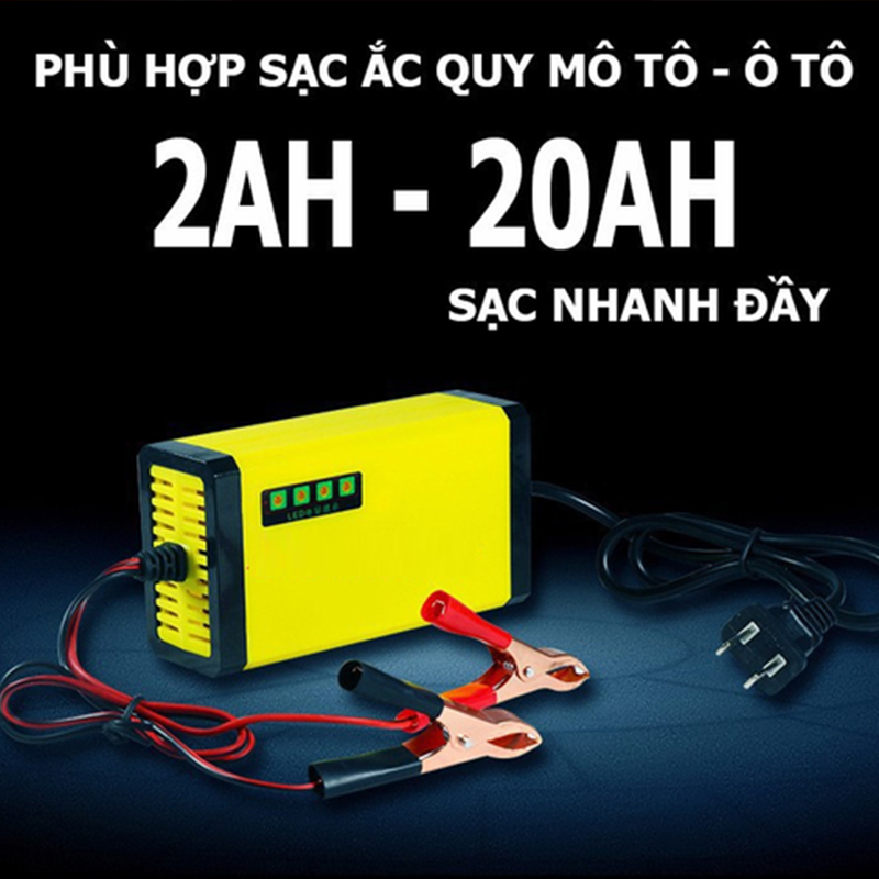 Bộ sạc bình acquy 12v 2A thông minh tự động ngắt khi đầy sạc bình ắc quy 12v Máy Sạc Bình Ắc Quy Tự Động Cho Xe Máy