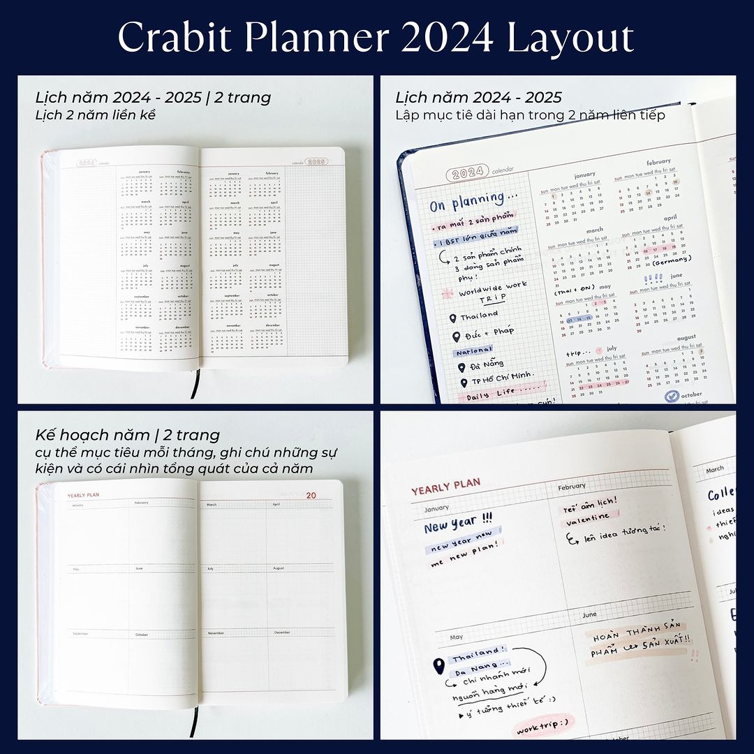 Sổ PLANNER CRABIT 2024 One Ordinary Day lập kế hoạch 12 tháng