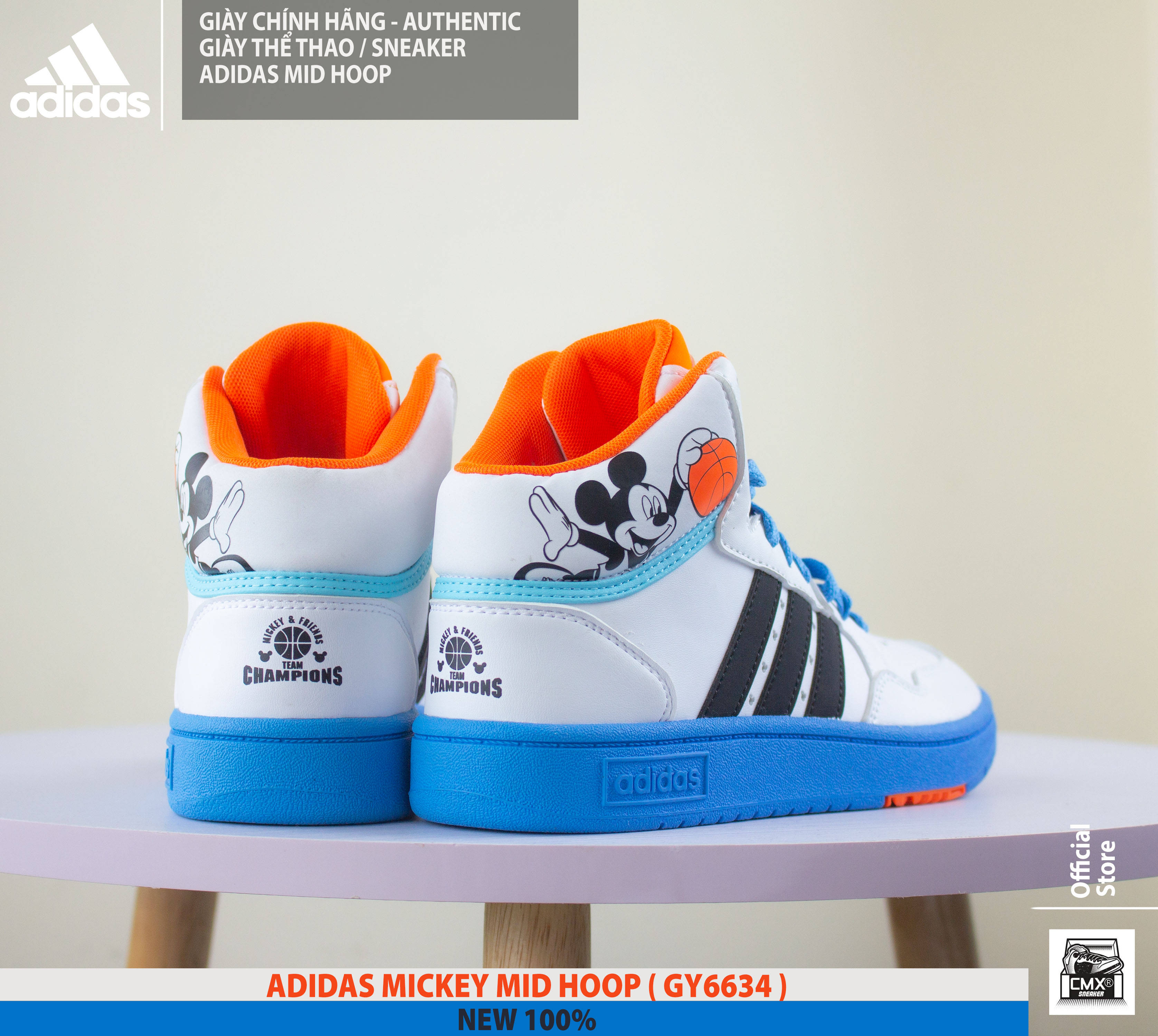 😘 [ HÀNG CHÍNH HÃNG CÓ SẴN ] Giày Adidas MICKEY Mid Hoop ( GY6634 ) - AUTHENTIC 100%