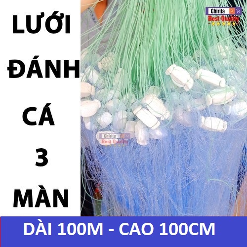 Lưới giăng Bắt Cá 3 màn Thái Lan, Loại tốt, cao 1m, dài 100m.