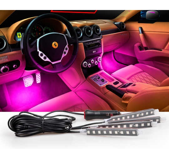 Bộ 4 Đèn Led Gầm Ghế Cảm Biến Ánh Sáng Theo Nhạc Trang Trí Nội Thất Ô Tô 12 V