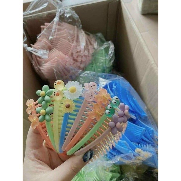 Bờm xược cài tóc đính hoa hàn quốc- Bờm cài tóc- Lược chải tóc