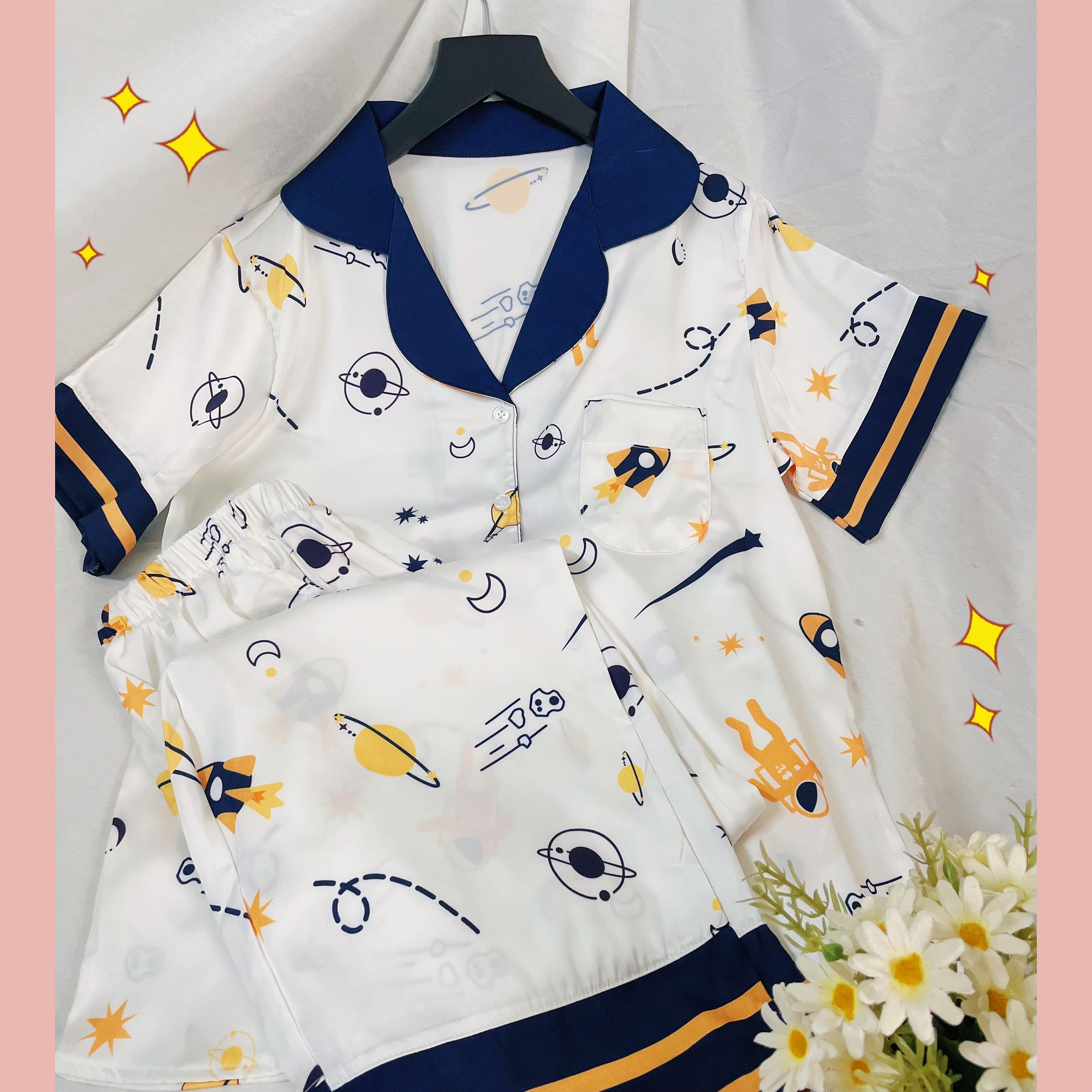 Bộ Đồ Ngủ Nữ Pyjama Lụa Trơn YAMOPAD Cao Cấp Tay Cộc Quần Dài Mềm Mịn Màu Basic
