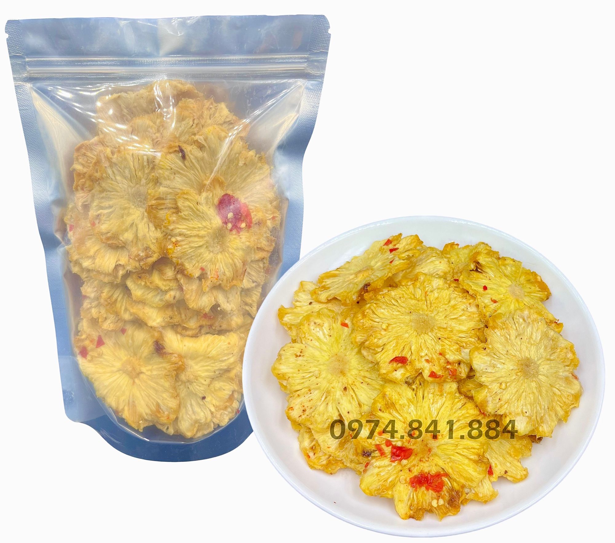 Thơm sấy muối ớt không đường chua ngọt thơm ngon 250g/ 500g/ 1kg- bánh kẹo đồ ăn vặt- mứt tết
