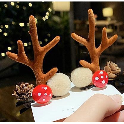 2 Kẹp Tóc Hình Sừng Tuần Lộc Giáng Sinh