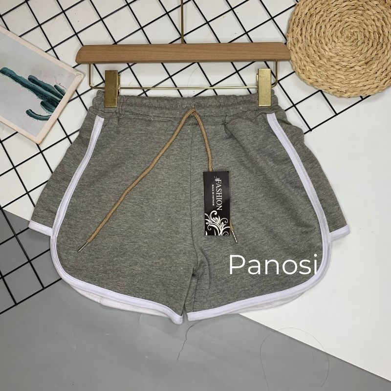 Quần short nữ mặc nhà quần đùi nữ sọc viền cạp chun co giãn có dây rút PANOSI - Q207