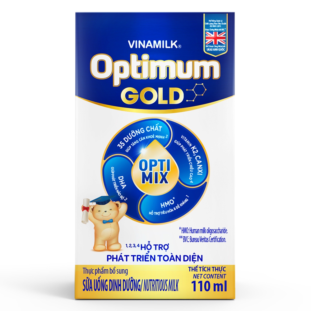 Sữa uống dinh dưỡng Optimum Gold 110ml (Lốc 4 hộp)