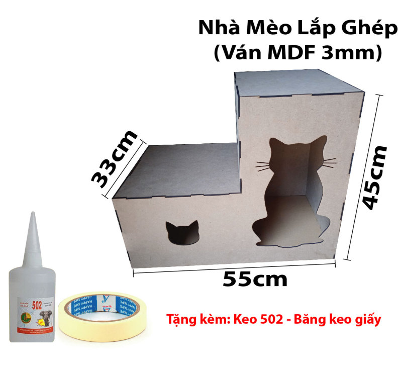 Nhà Cho Mèo Bằng Gỗ Lắp Ghép Cao cấp