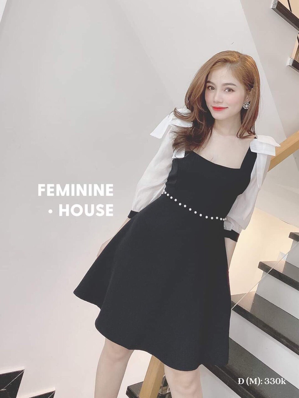 Đầm xòe đính cườm tay voa nữ siêu xinh
