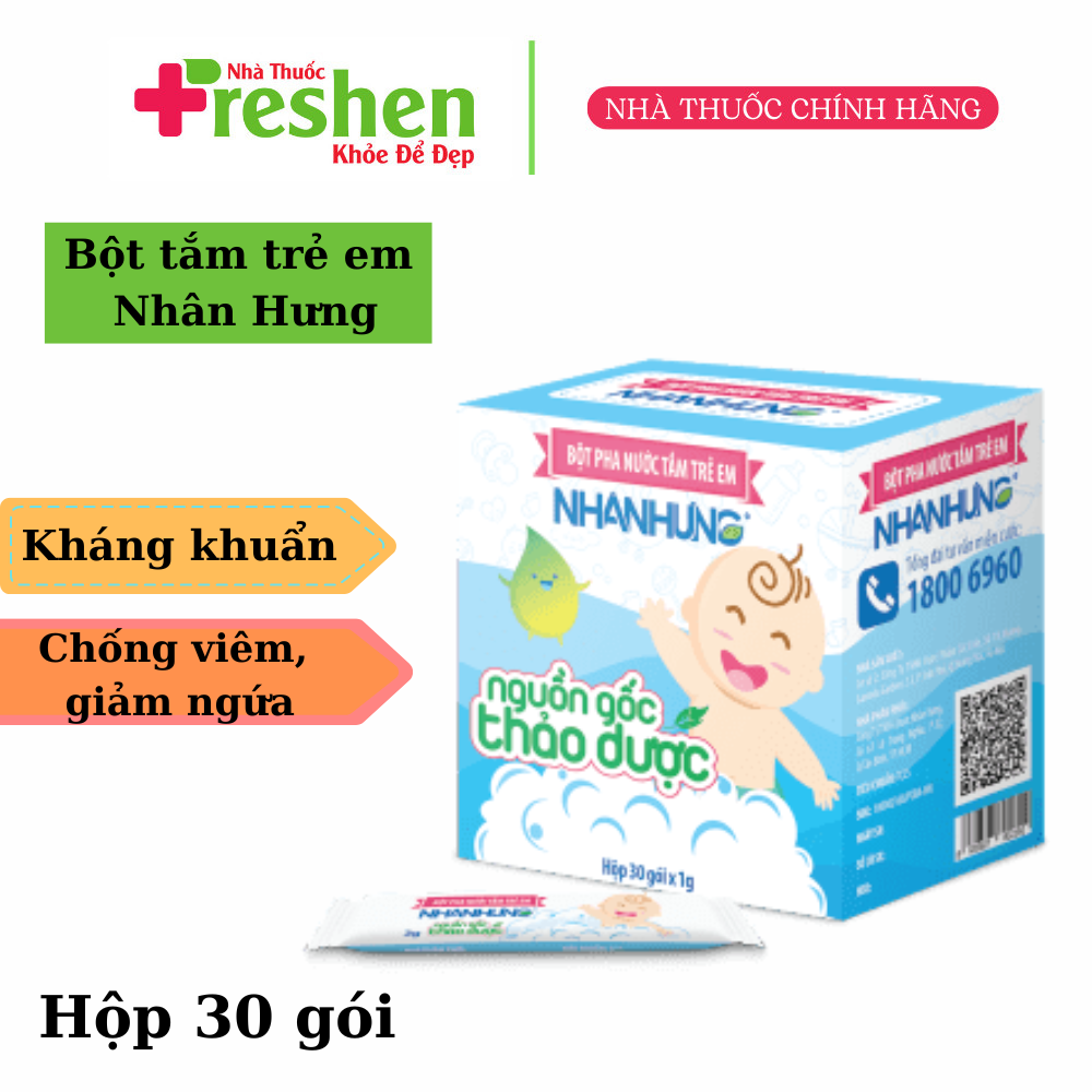 Bột pha nước tắm trẻ em Nhân Hưng giúp phòng ngừa và hỗ trợ điều trị các bệnh ngoài da cho trẻ sơ sinh và trẻ nhỏ