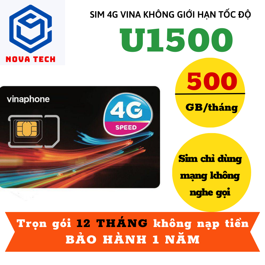 Siêu sim 4g vinaphone u1500 500gb/tháng trọn gói cả năm không phát sinh chi phí, bảo hành 1 năm . freeship - chưa kích hoạt.