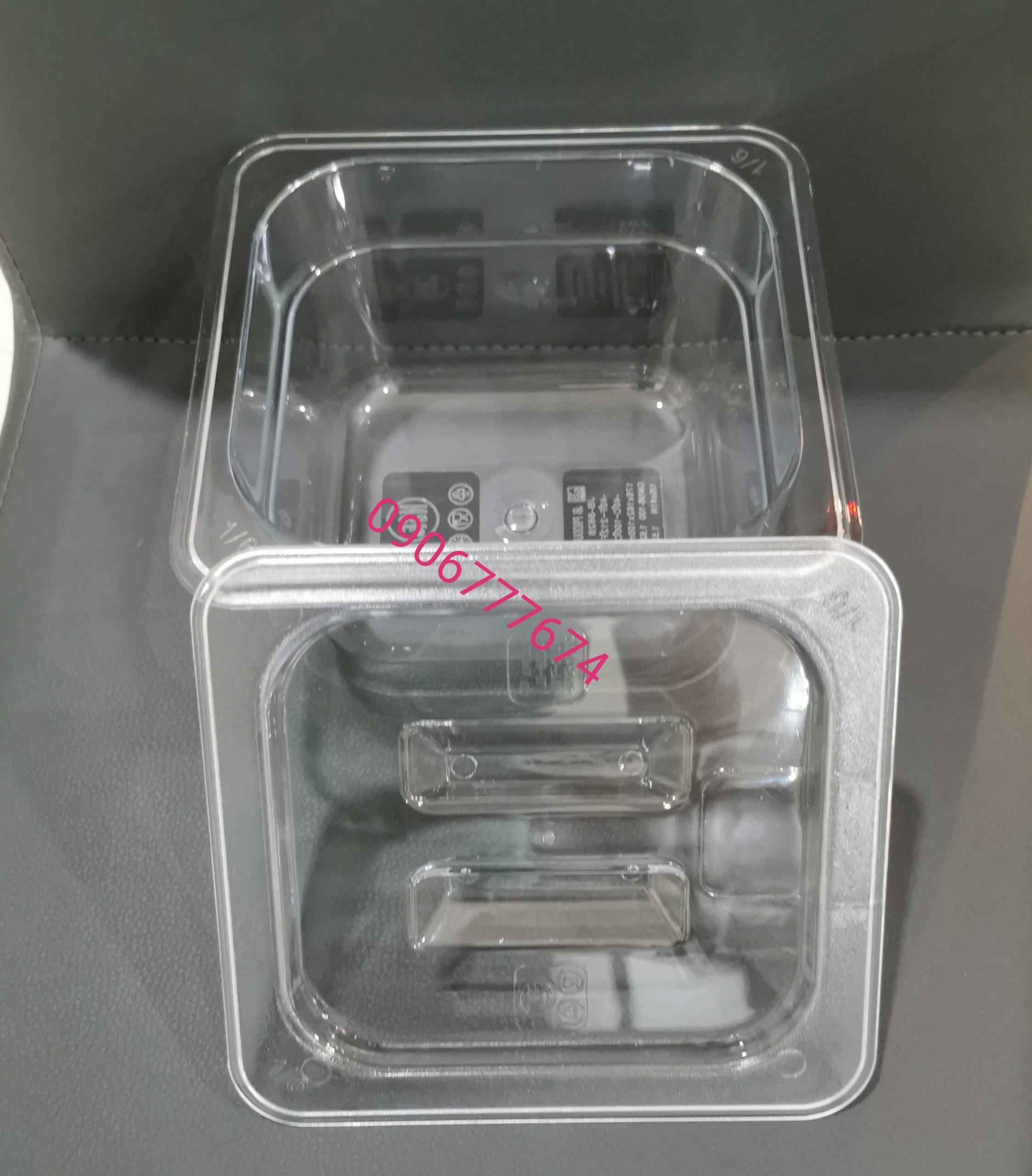 Bộ 2 khay Mica đựng topping GN 1/6 cao 10cm. Có nắp