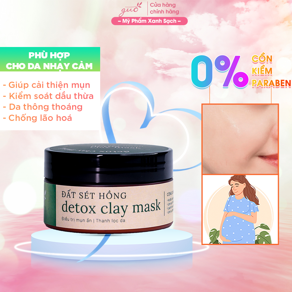 [Sạch Mụn, Kiềm dầu, Se Khít Lỗ Chân Lông Hiệu Quả] - Mặt Nạ Đất Sét Thải Độc Cho Bà Bầu - Detox Clay Mask 100gr