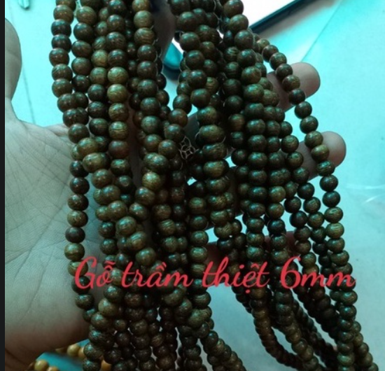 Vòng tay trầm hương chuỗi tràng hạt 108 hạt tự nhiên, vòng trầm hương