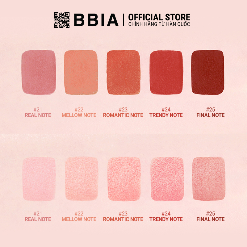 Son Kem Lì Bbia Last Velvet Lip Tint Version 5 (5 màu) 5g