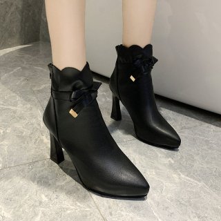 Giày boot nữ da trơn cao gót phong cách Hàn Quốc cao 10cm B147 thumbnail