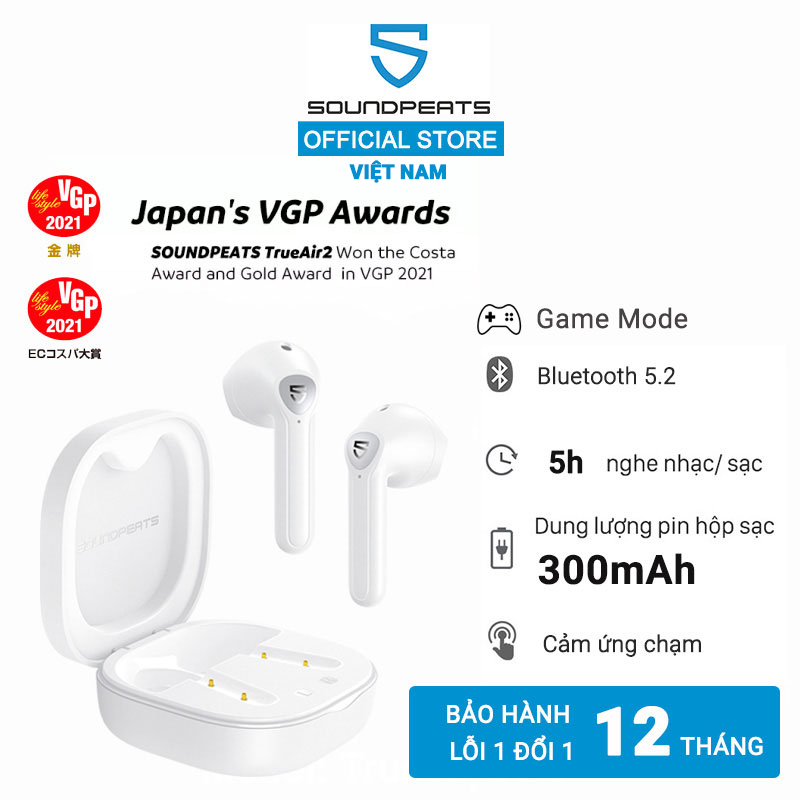 Tai nghe True Wireless Bluetooth SoundPeats TrueAir 2  aptX QCC3040 Bluetooth V5.2 (New Version)