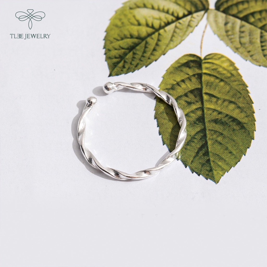 Nhẫn bạc nữ TLEE xoắn bi trơn basic cá tính TleeJewelry A0218