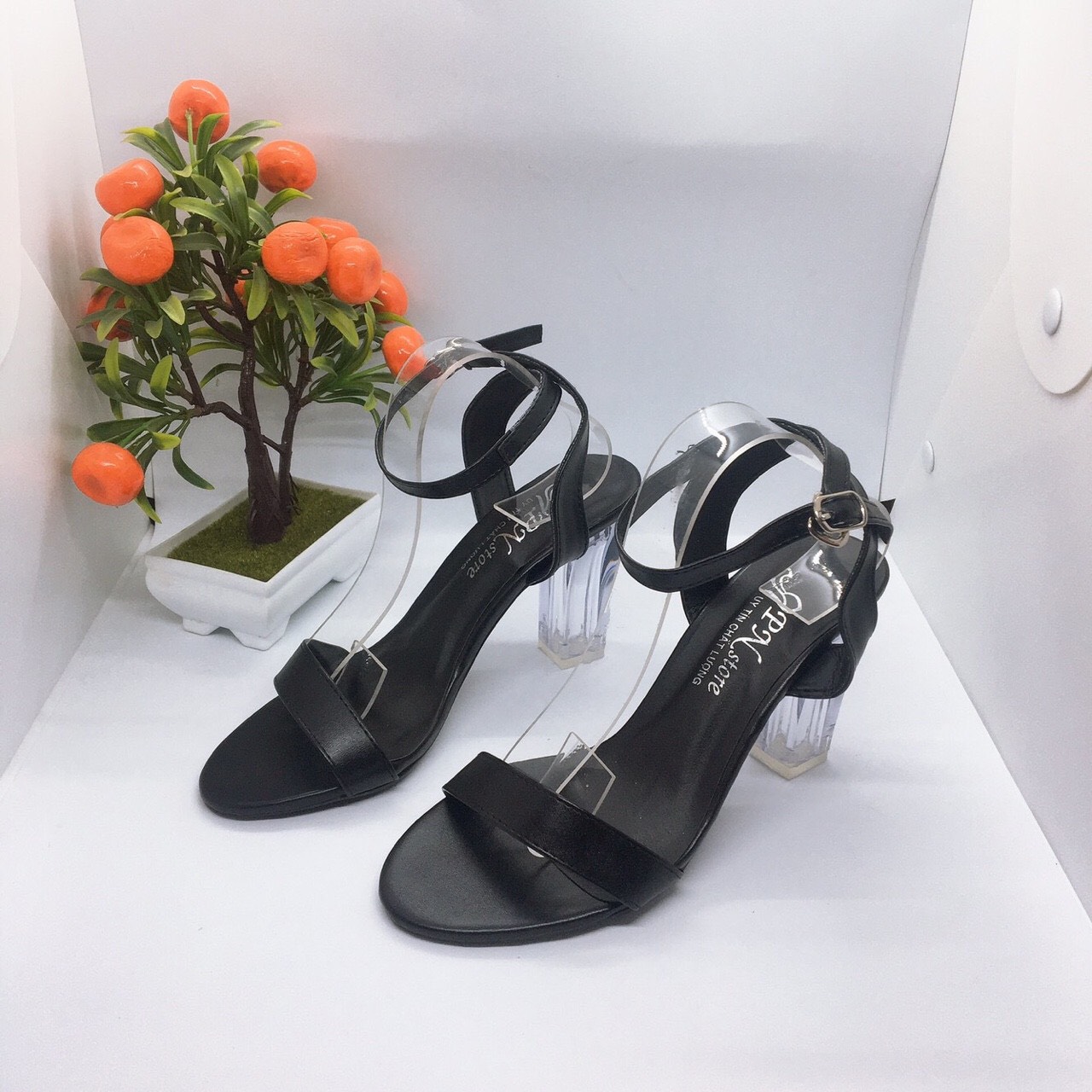 [HCM][ẢNH THẬT] Giày cao gót sandal 9 phân gót trong