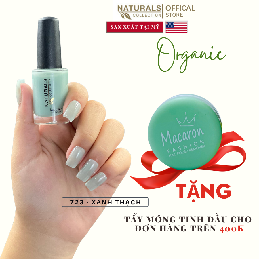 Sơn dưỡng thành phần hữu cơ phục hồi móng yếu, hư tổn USA NATURALS COLLECTION màu xanh đen thạch xanh - 7.5ml - 723