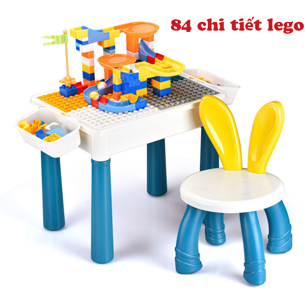 Đồ chơi trẻ em bộ bàn ghế cao cấp size lớn , đa chức năng, kèm nhiều chi tiết. Bàn gồm 1 mặt bàn trơn, 1 mặt bàn lắp ghép xếp hình.