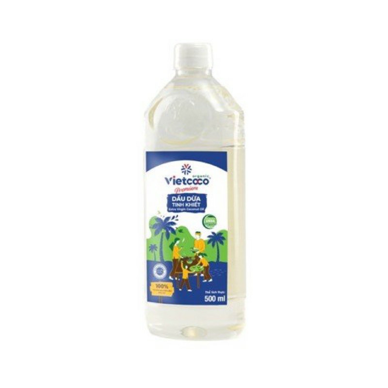 Dầu Dừa Tinh Khiết Organic VietCoCo Chai pet 500ml