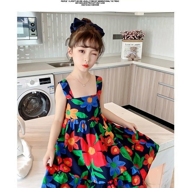 [SIZE NHÍ+ĐẠI] ĐẦM 2 DÂY BÔNG HOA SIÊU XINH