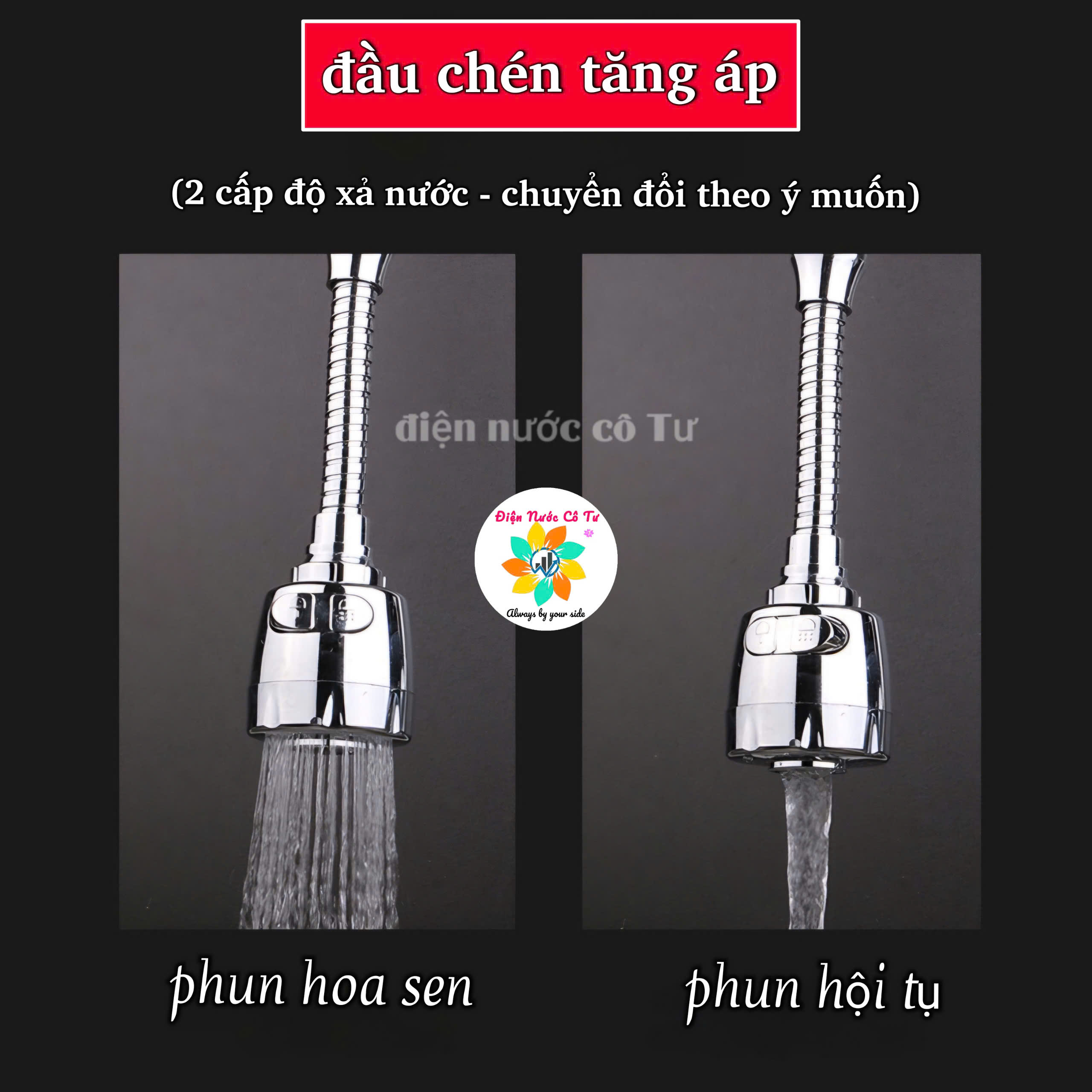 Đầu vòi nước rửa chén (cổ mềm hoặc cổ cứng) - đầu chén tăng áp cho vòi rửa chén