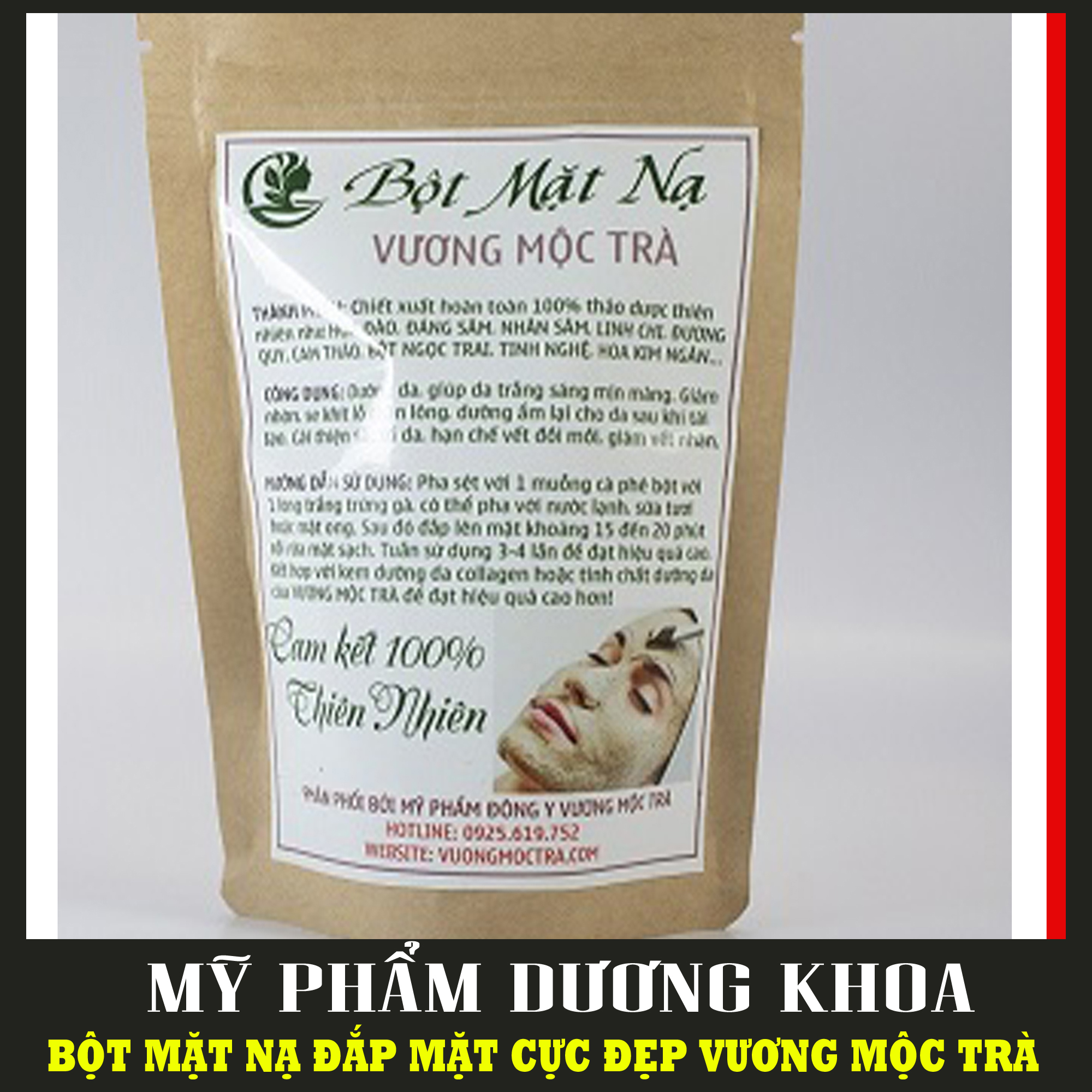 Bột mặt nạ dưỡng da 100gr vương mộc trà - bột đắp cho da sáng mịn