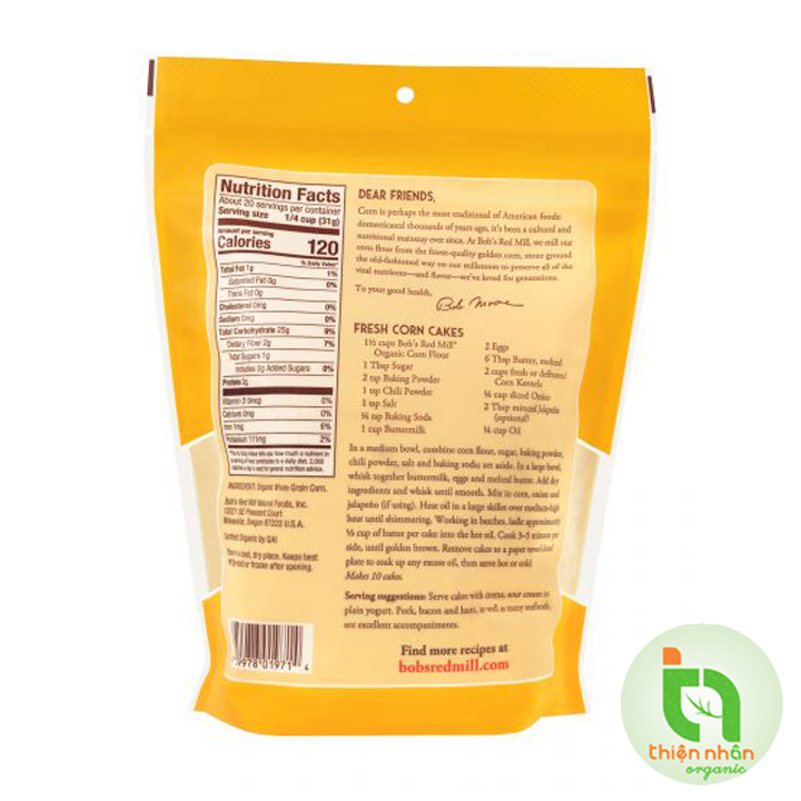 Bột bắp hữu cơ Bob's Red Mill 624gr - Organic Corn Flour