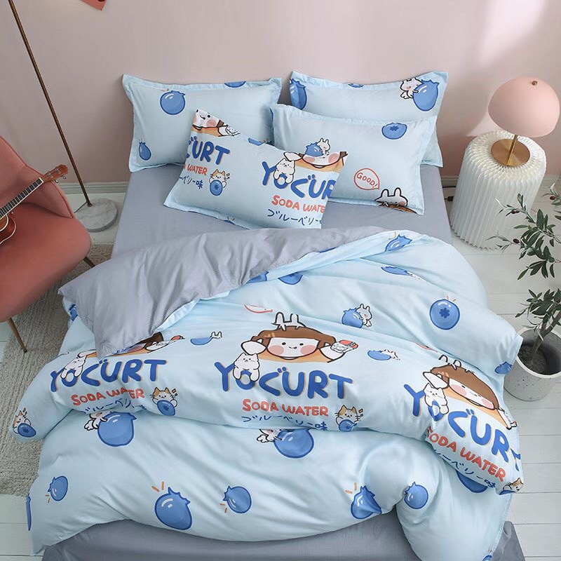 Trọn bộ 4 món cotton poly nhập mẫu cô bé bong bóng đáng yêu,dễ thương