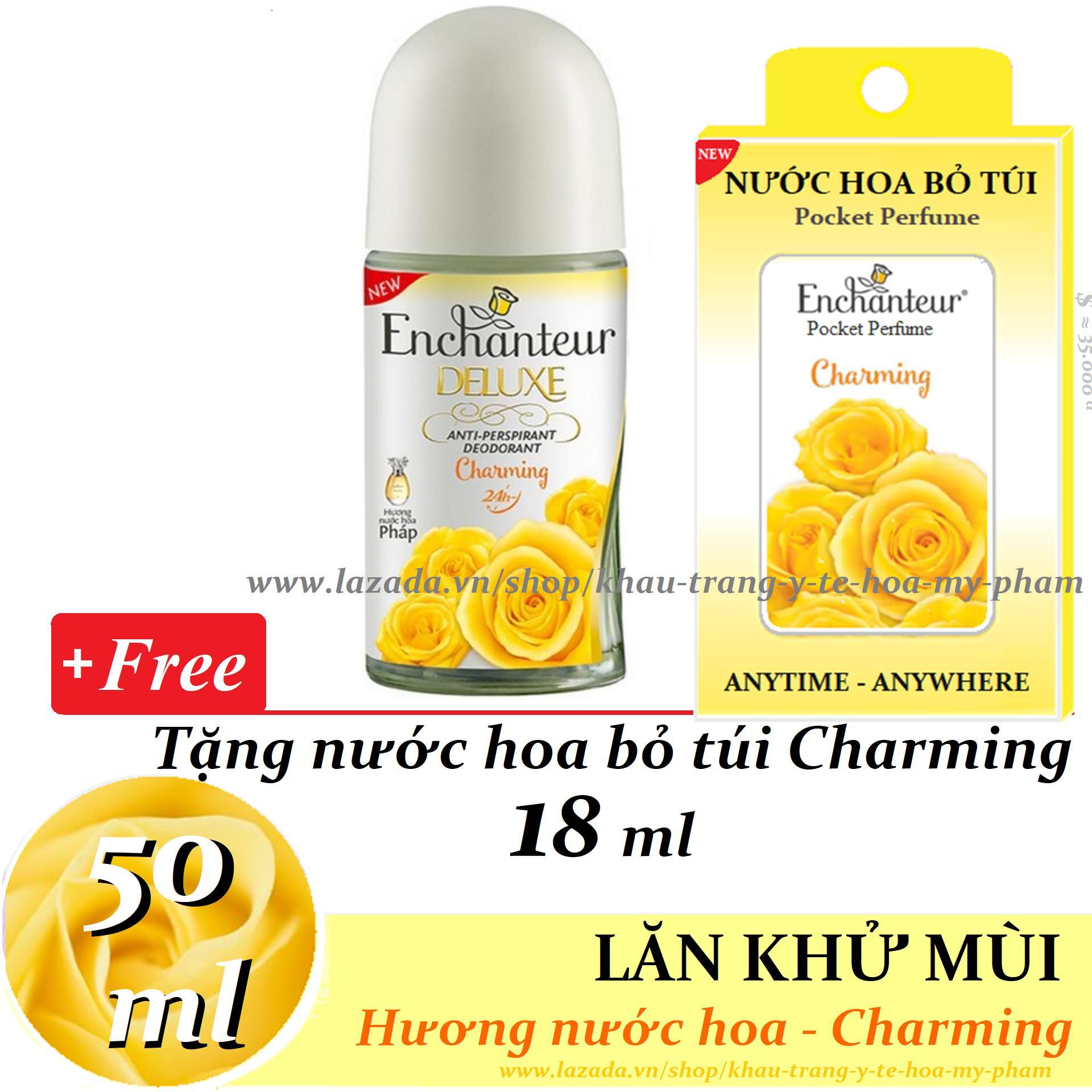Enchanteur - Lăn khử mùi hương nước hoa Charming 50 ml + Tặng nước hoa bỏ túi 18 ml