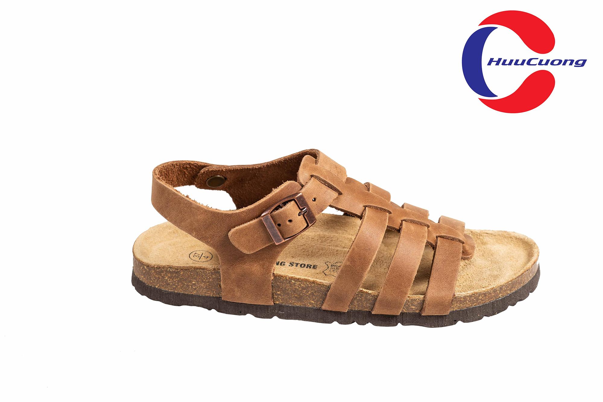 Giày sandal chiến binh da bò nam nữ đế trấu