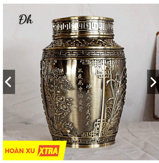Hộp đựng chè hợp kim đồng hoa văn cổ sang trọng tinh tế -decor bàn -hộp trà đẹp
