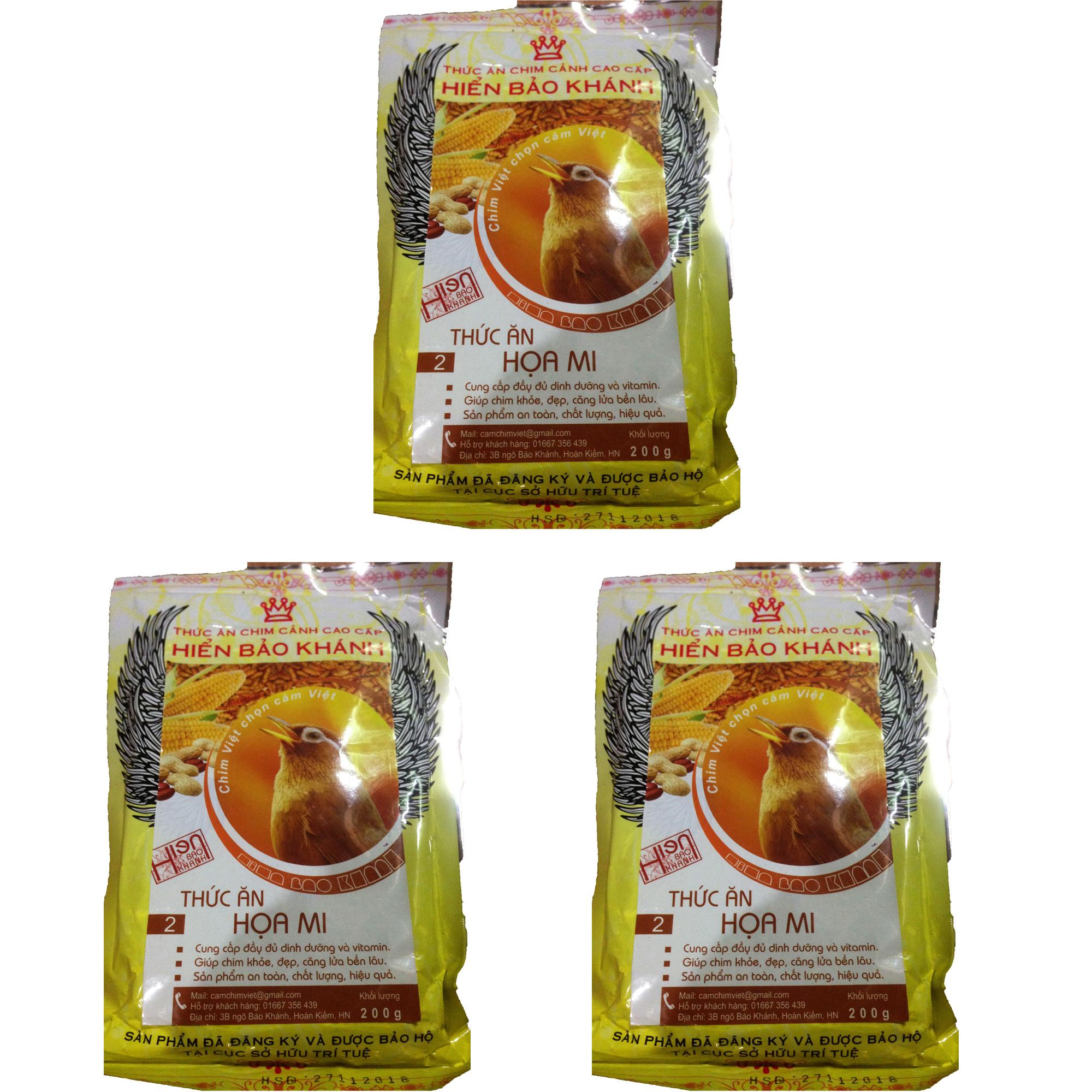 Combo 3 gói cám hiển bảo khánh họa mi căng lửa 200g - thức ăn chim cao cấp