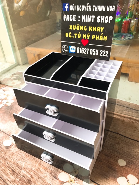 Tủ đựng mỹ phẩm 4 tầng hồng 30cm