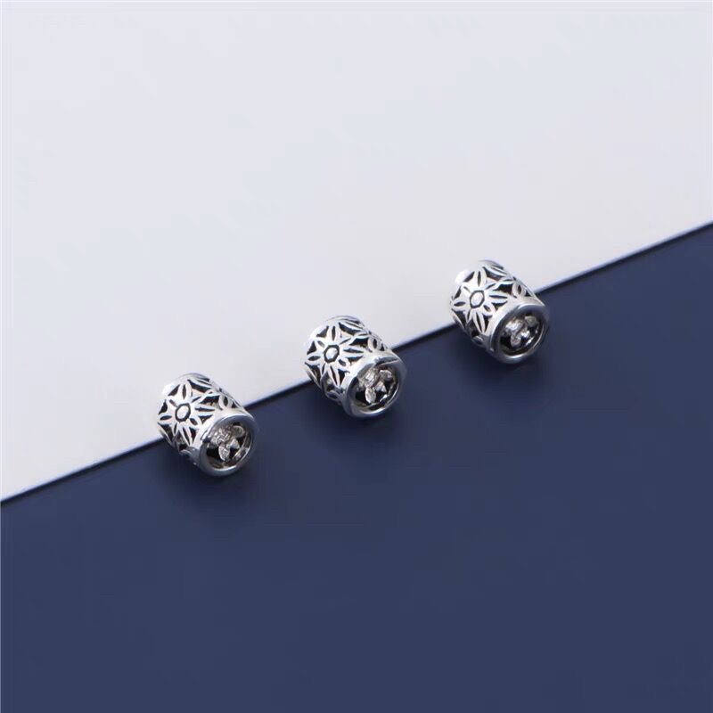 [S925] Charm bạc trụ ống kẻ cờ - MH224