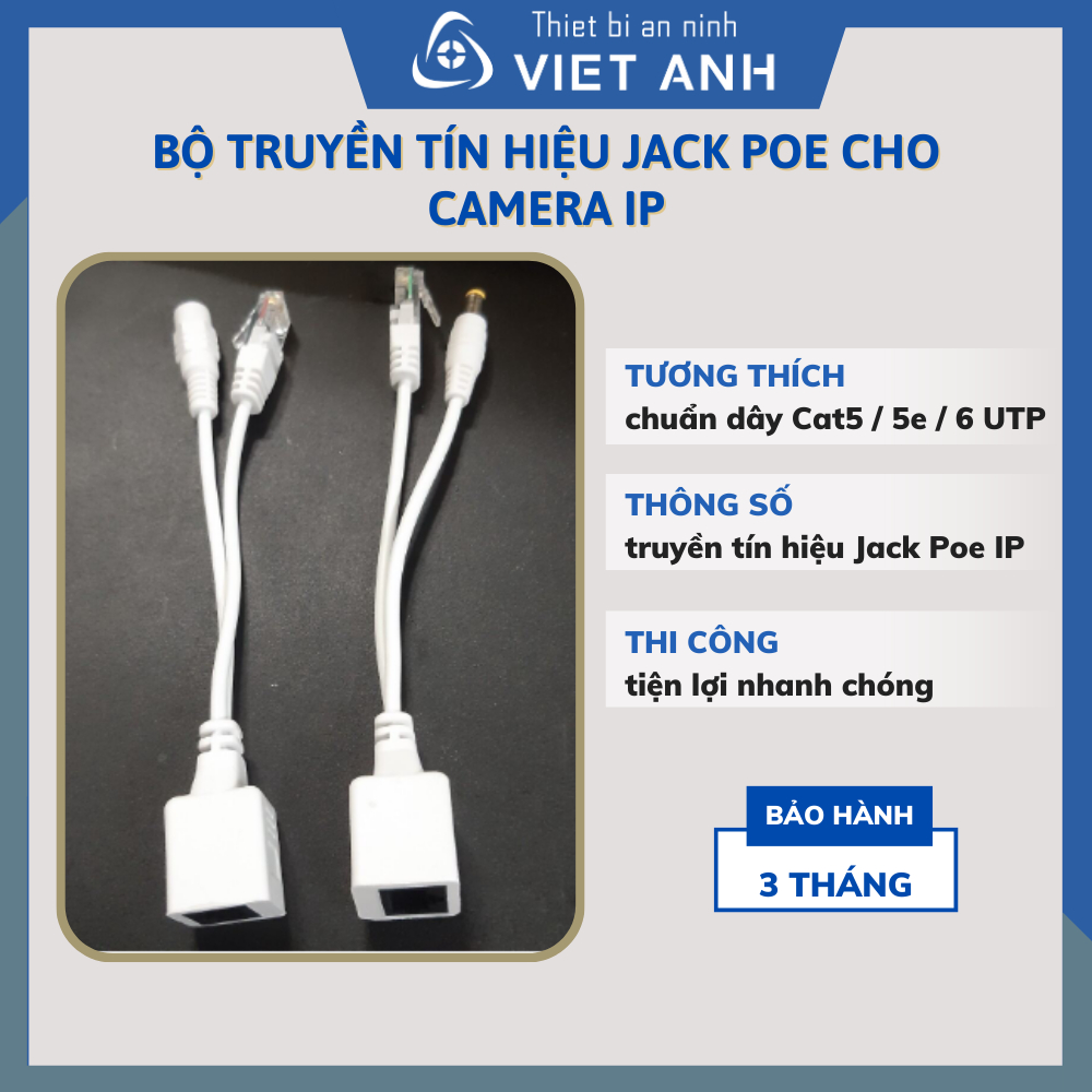 Bộ truyền tín hiệu Jack POE cho camera IP ( Biến cam IP thường thành cam POE)