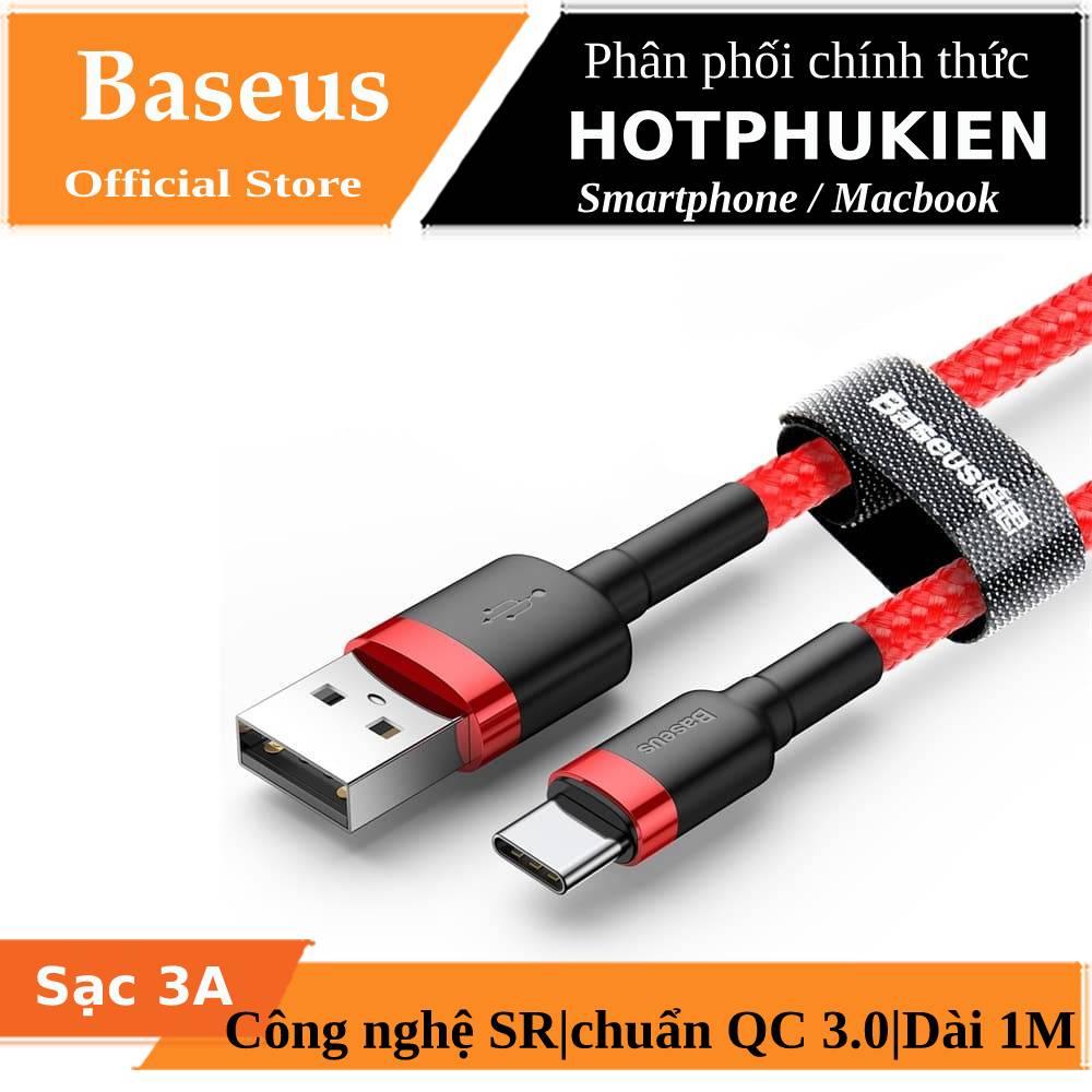 [HCM]Dây cáp sạc nhanh Type-C hiệu Baseus Cafule Type-C cho Smartphone / Macbook chuẩn QC 3.0 cho Samsung Huawei Oppo Nokia Vivo (Sạc nhanh 3A truyền dữ liệu 480 Mbps công nghệ SR dài 1M)(Bảo hành 03 tháng 1 đổi 1 )- phân phối bởi HotPhuKien