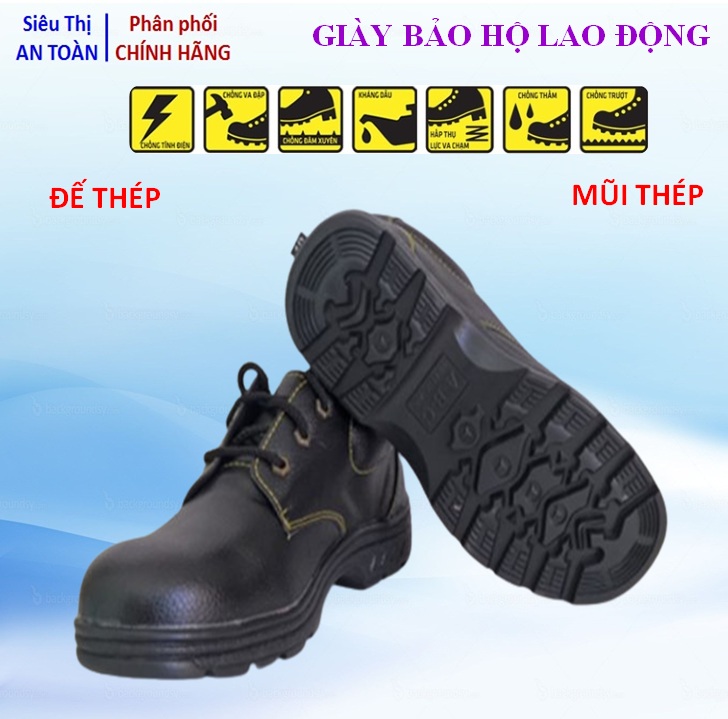 Giày bảo hộ lao động ABC mũi thép, đế thép, chống trơn trượt, chống đinh
