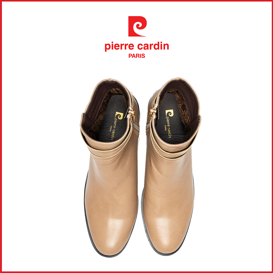 Giày boot/ Bốt nữ Pierre Cardin cổ thấp, da cao cấp, đế cao 4,5cm, thiết kế khuya thời trang -  247